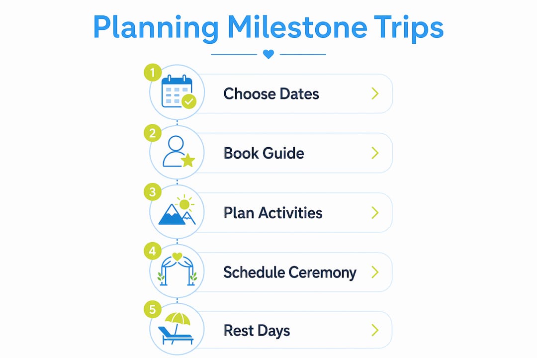Infographic outlining steps for planning milestone trips