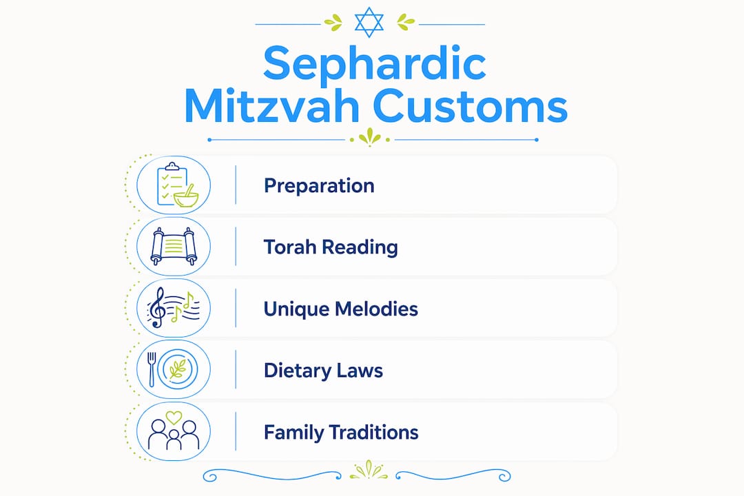 Infographic outlining Sephardic mitzvah customs steps