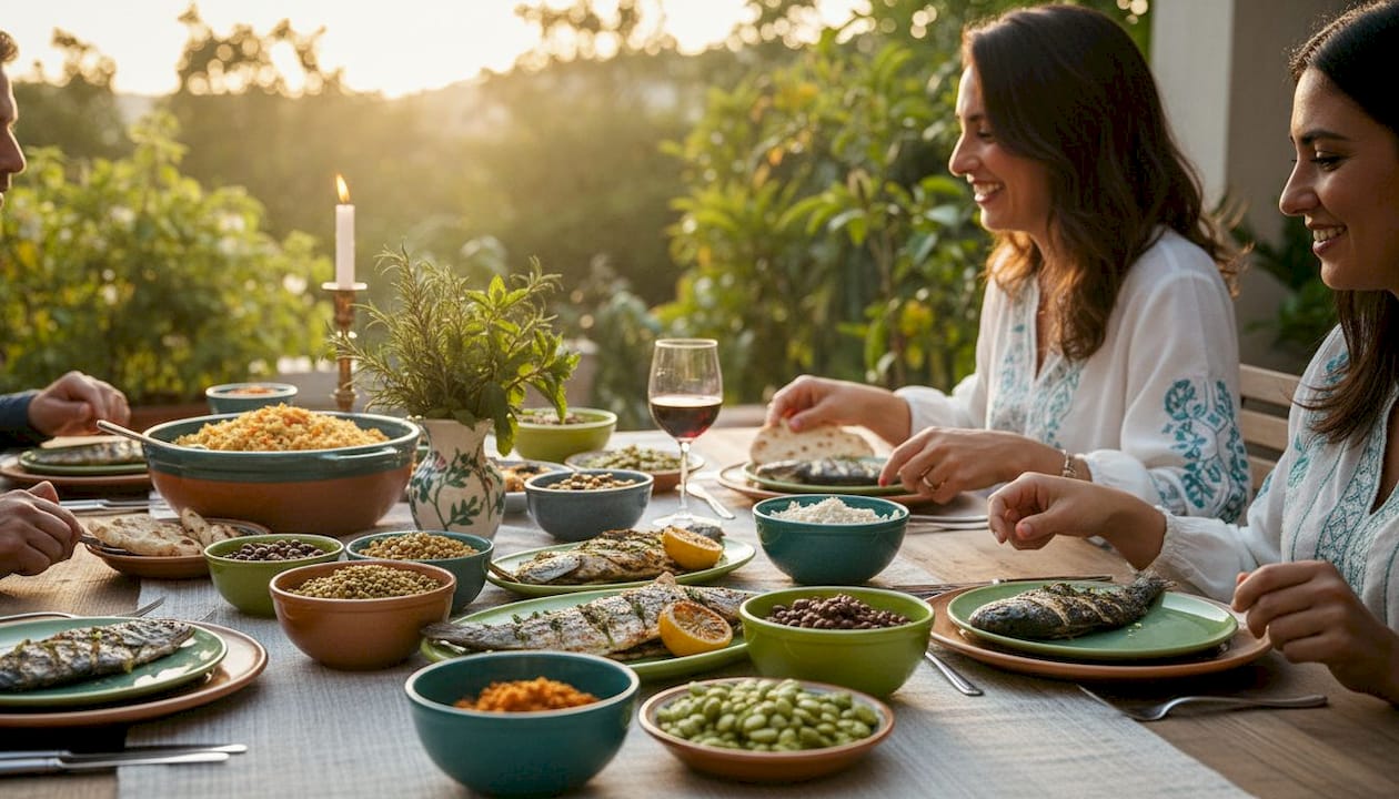 Sephardic Passover meal with traditional dishes