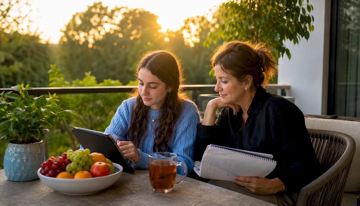 Mother and daughter engaging with Jewish learning website