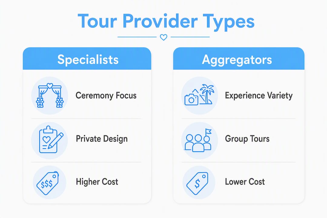 Infographic comparing Bar Mitzvah tour provider types