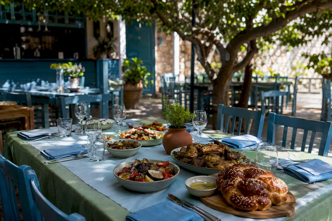 Table with kosher dishes ready for family meal