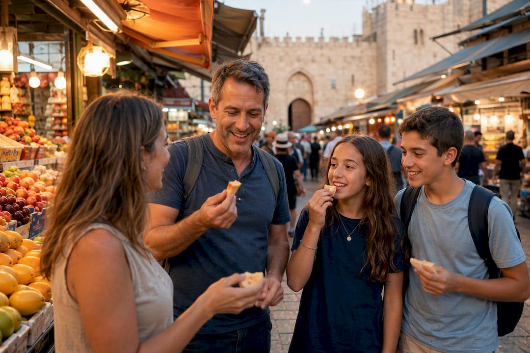 Family walking to Western Wall from Jerusalem hotel