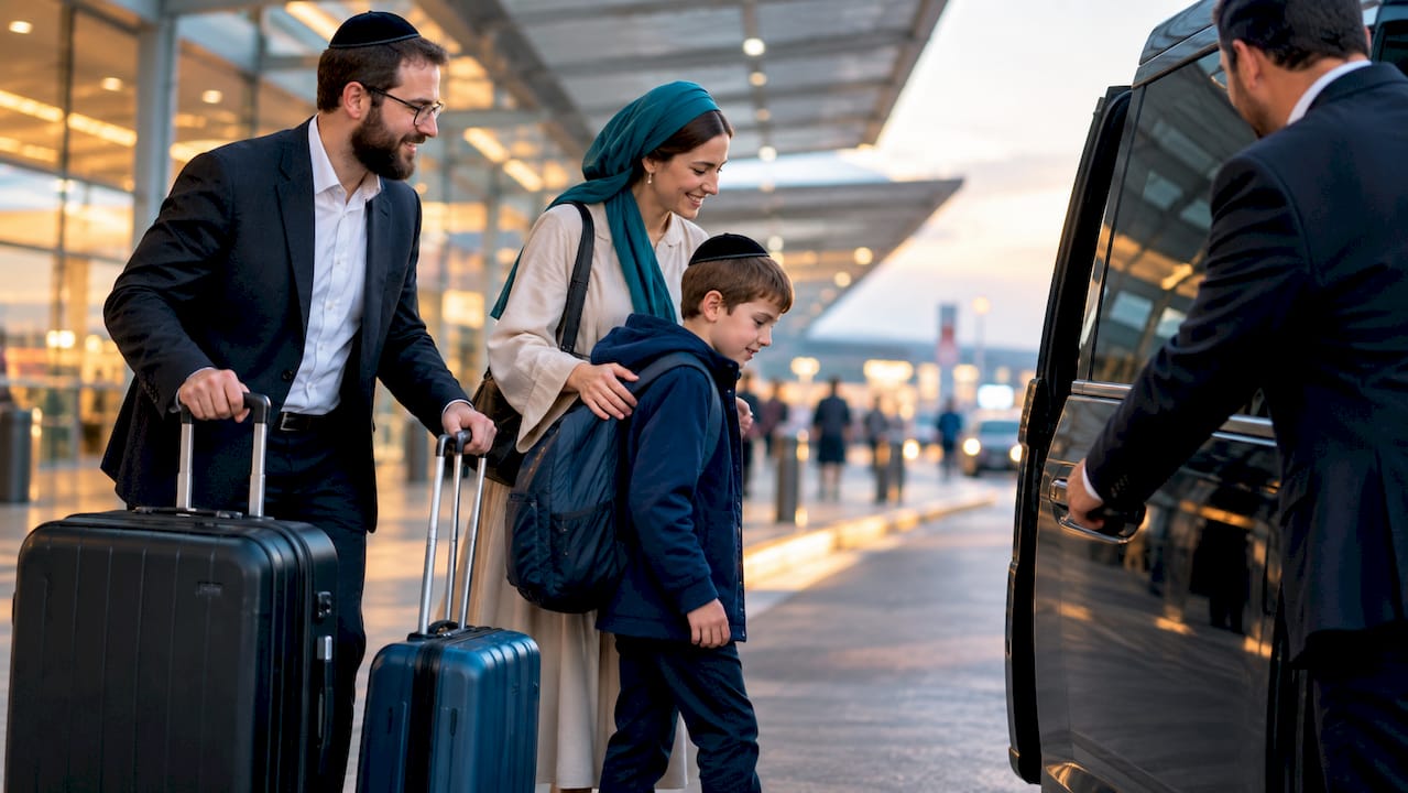 Family meeting driver after Israel arrival