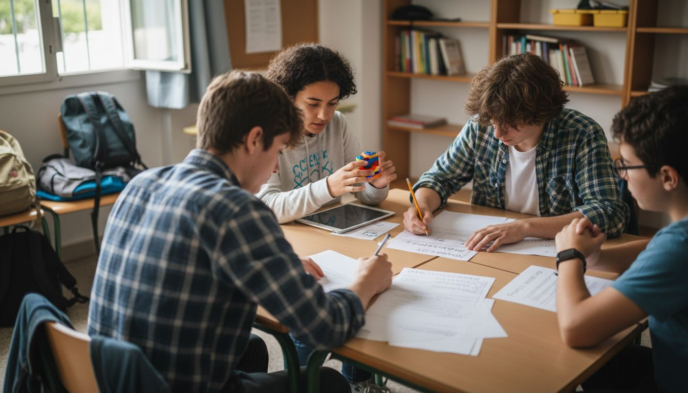 Un grupo de estudiantes trabajando juntos para sacar adelante un proyecto