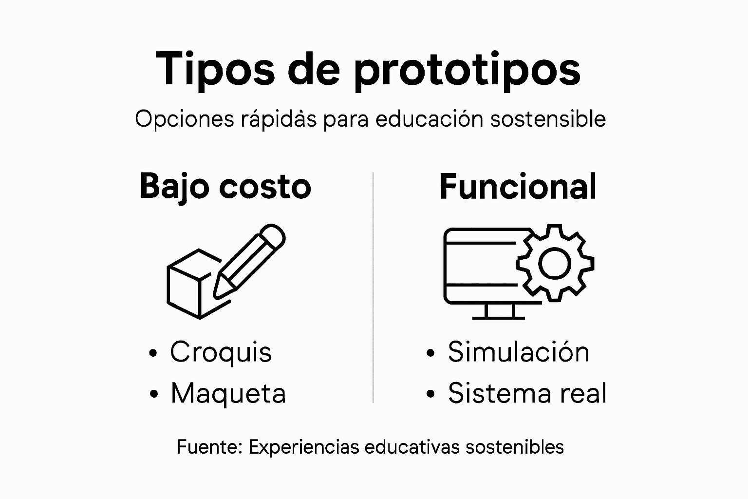 Guía visual sobre los diferentes tipos de prototipos sostenibles