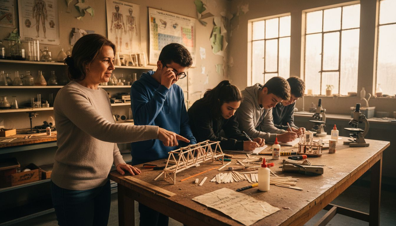 Benefícios Da Educação Baseada Em Desafios: Até 30% Mais Engajamento 1 Professor acompanhando e orientando os alunos durante um trabalho em grupo