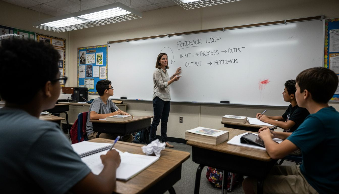 Systems Thinking For Sustainability: A Guide For Young Innovators 1 Teacher drawing arrows on classroom whiteboard