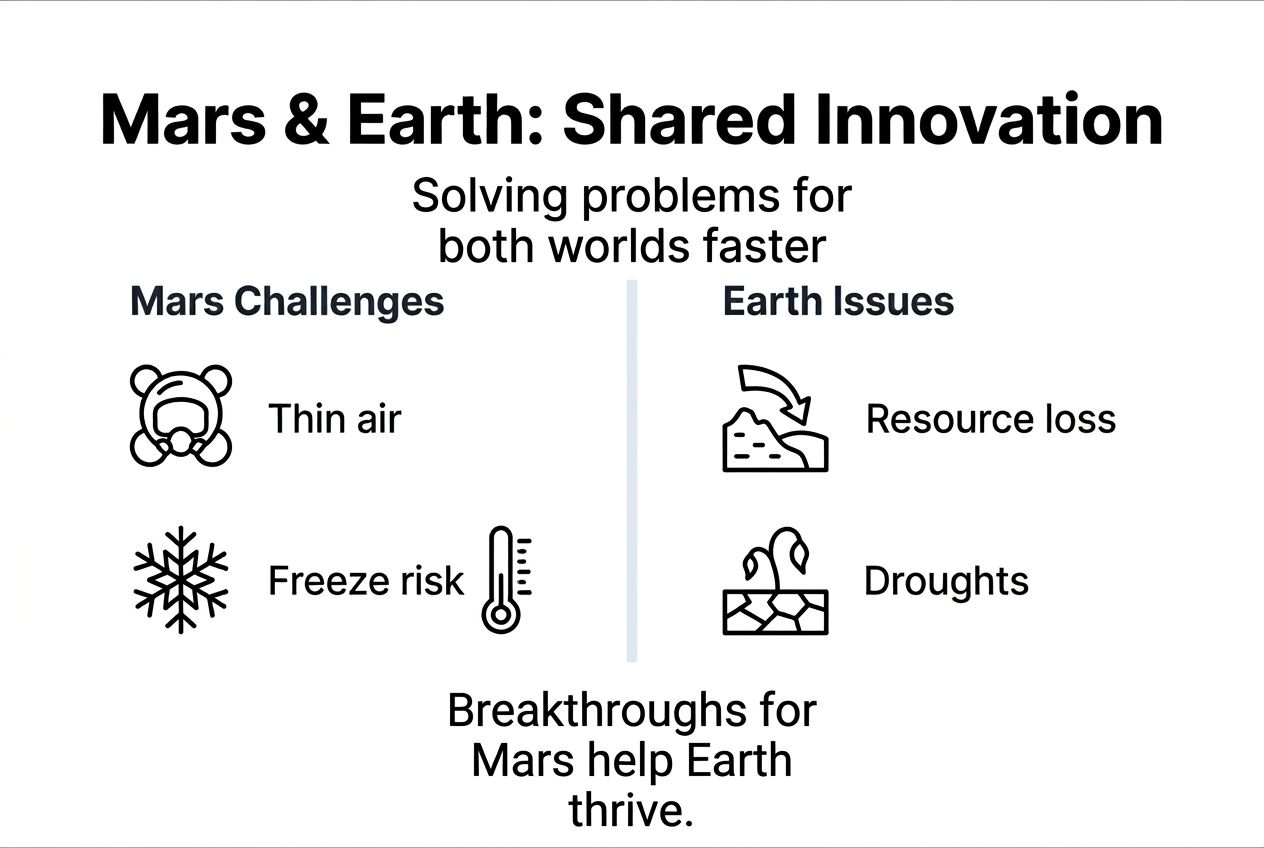 Infographic: Mars challenges and Earth parallels