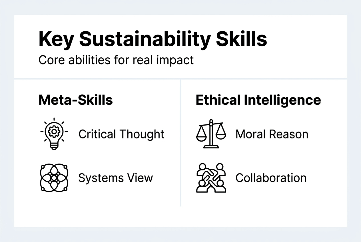 Why Reimagine Sustainability Education For 2026 Impact 1 Infographic showing core sustainability skills
