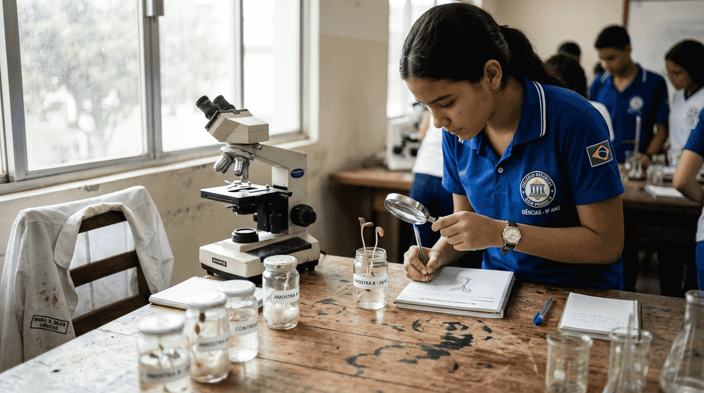 O Que É Educação Experiencial E Como Transformar O Ensino 1 Estudante realiza experimento de biologia no laboratório da escola