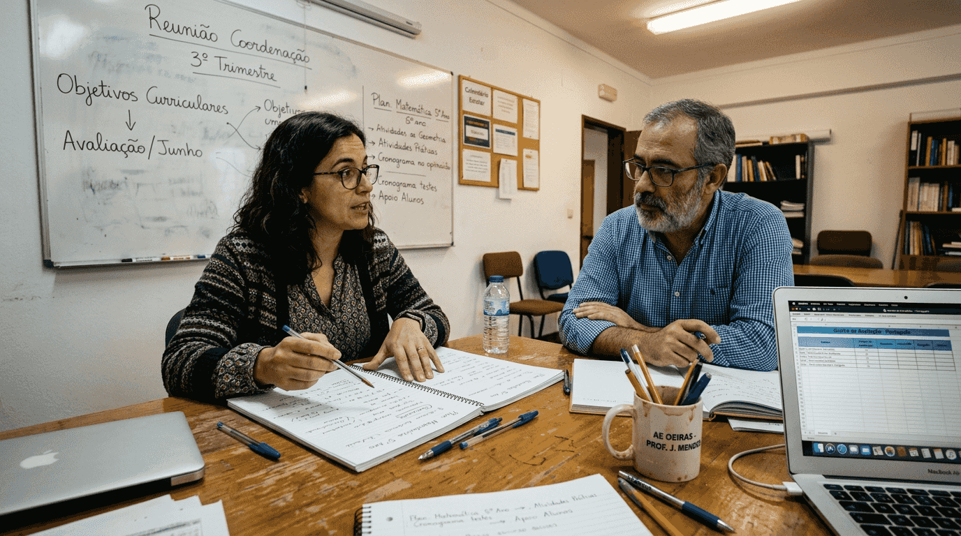 Professores reúnem-se para organizar as atividades letivas.