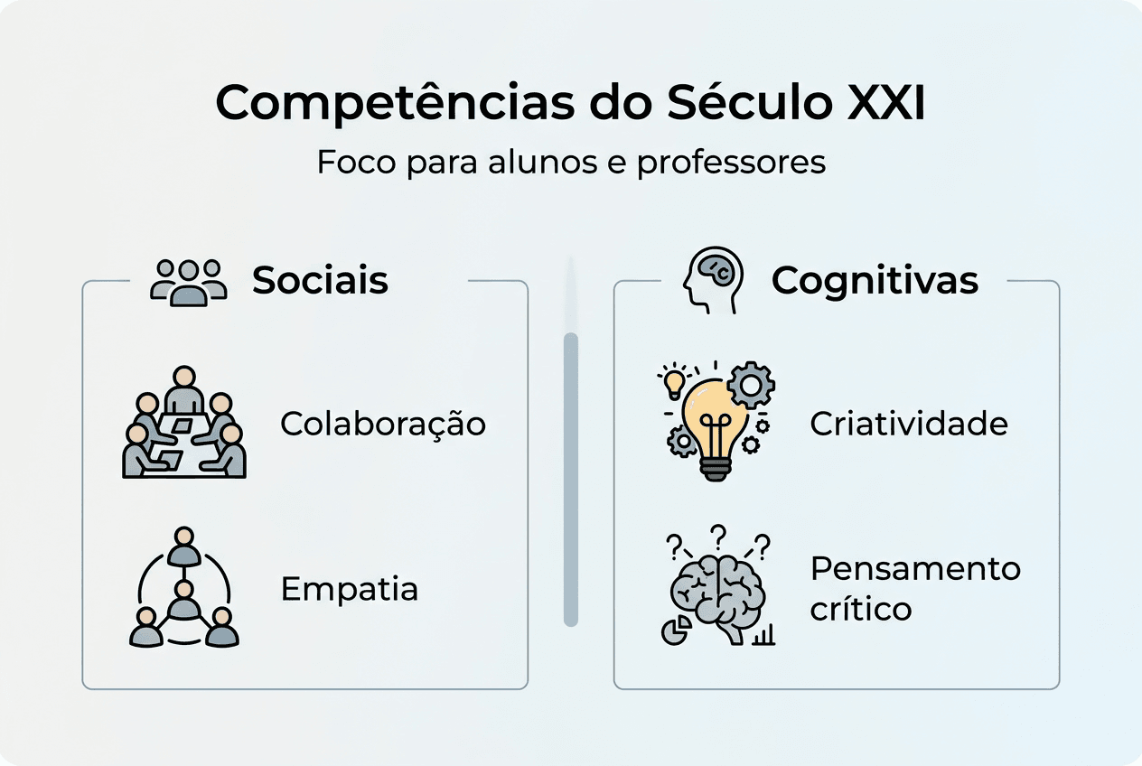 Educação Para O Século Xxi: Guia Completo 2026 1 Infográfico: habilidades indispensáveis para o século XXI