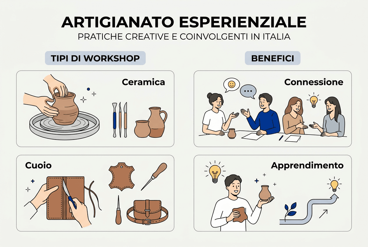 Infografica: workshop creativi e vantaggi dell’artigianato