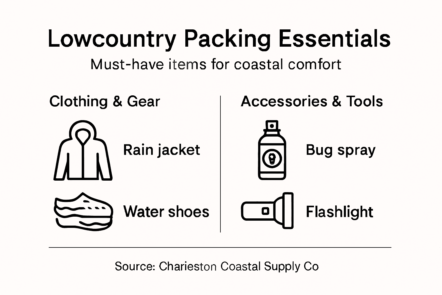 Infographic of Lowcountry essential packing items
