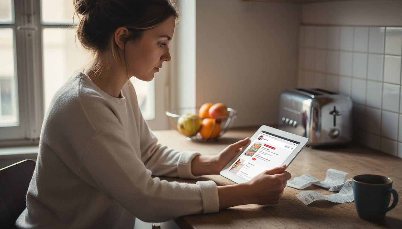 Kundin wirft einen Blick ins Impressum des Online-Shops