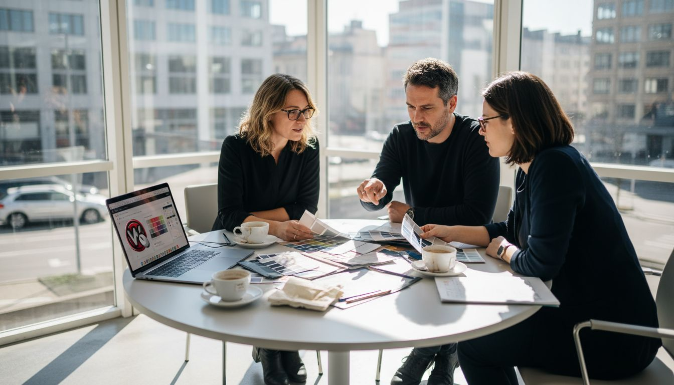 Team-Workshop zur Markenidentität mit anschließender Besprechung von Farbkonzepten