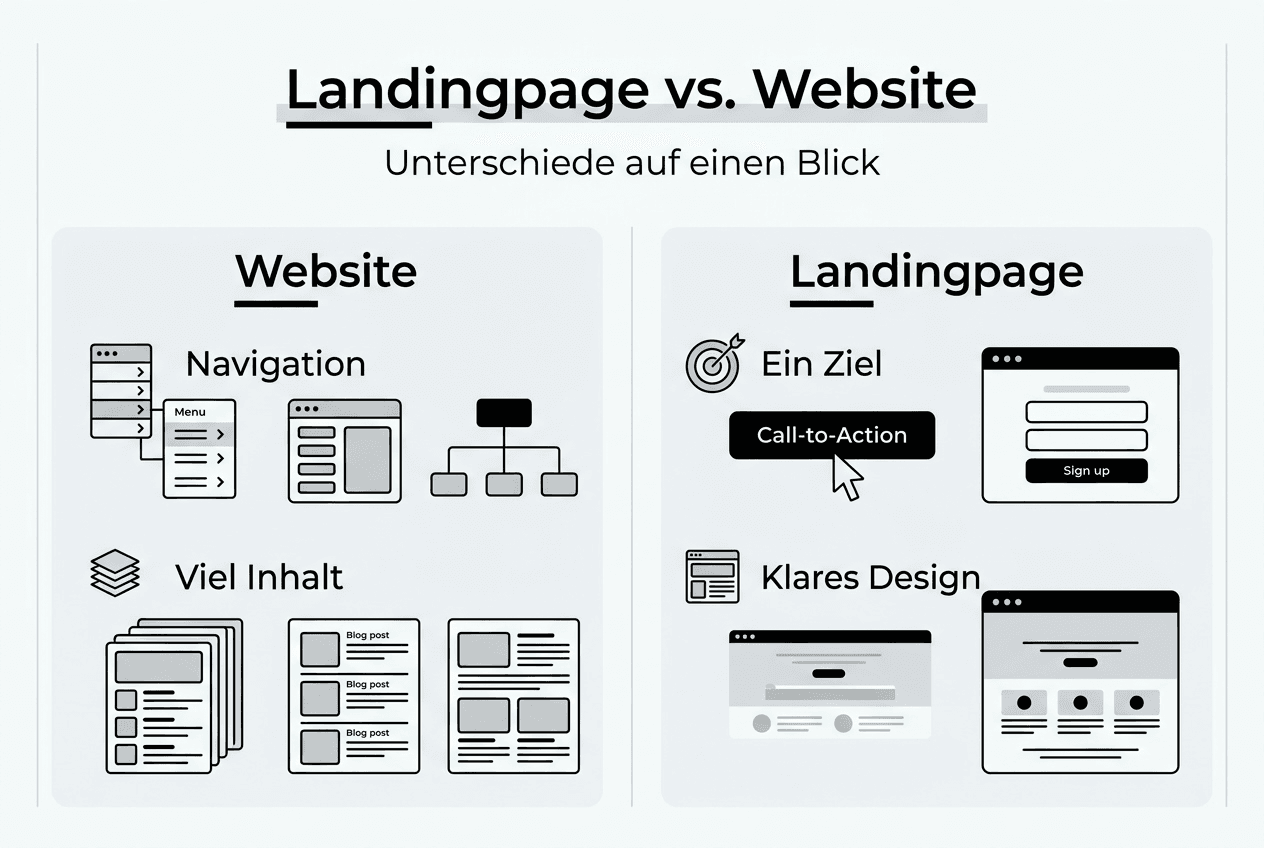 Infografik: Die wichtigsten Unterschiede zwischen Landingpage und Website
