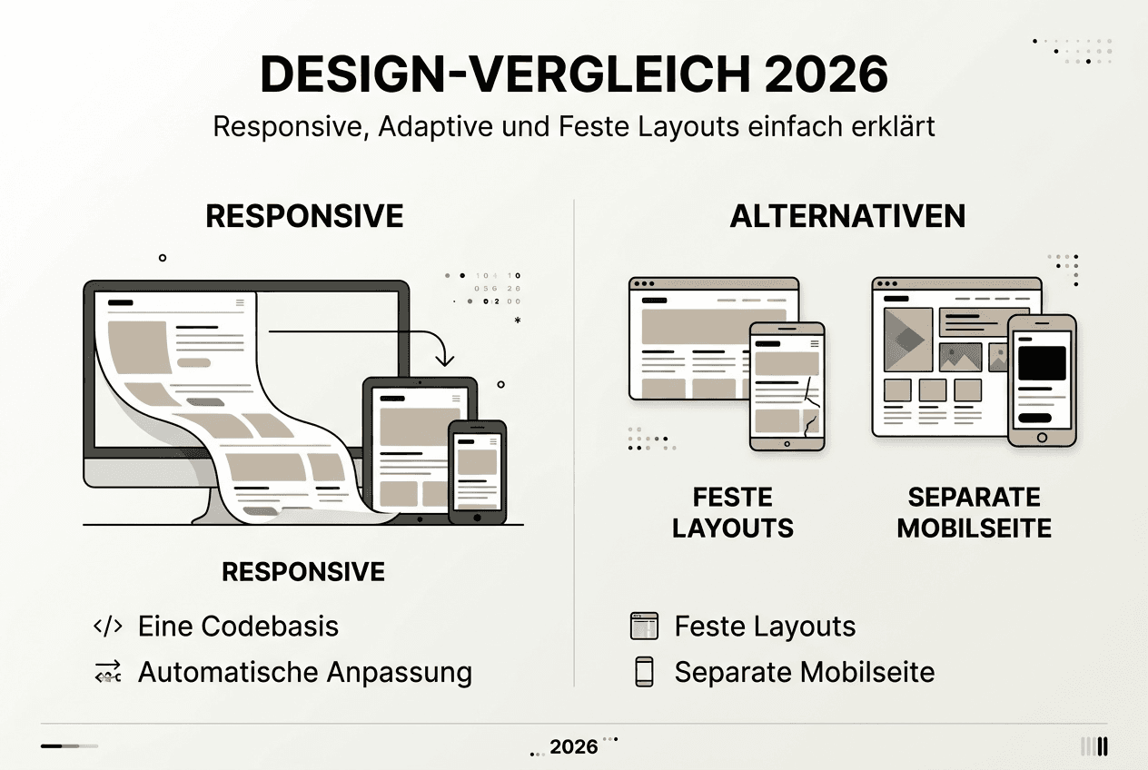 Infografik: Responsive Design im Vergleich zu alternativen Lösungsansätzen