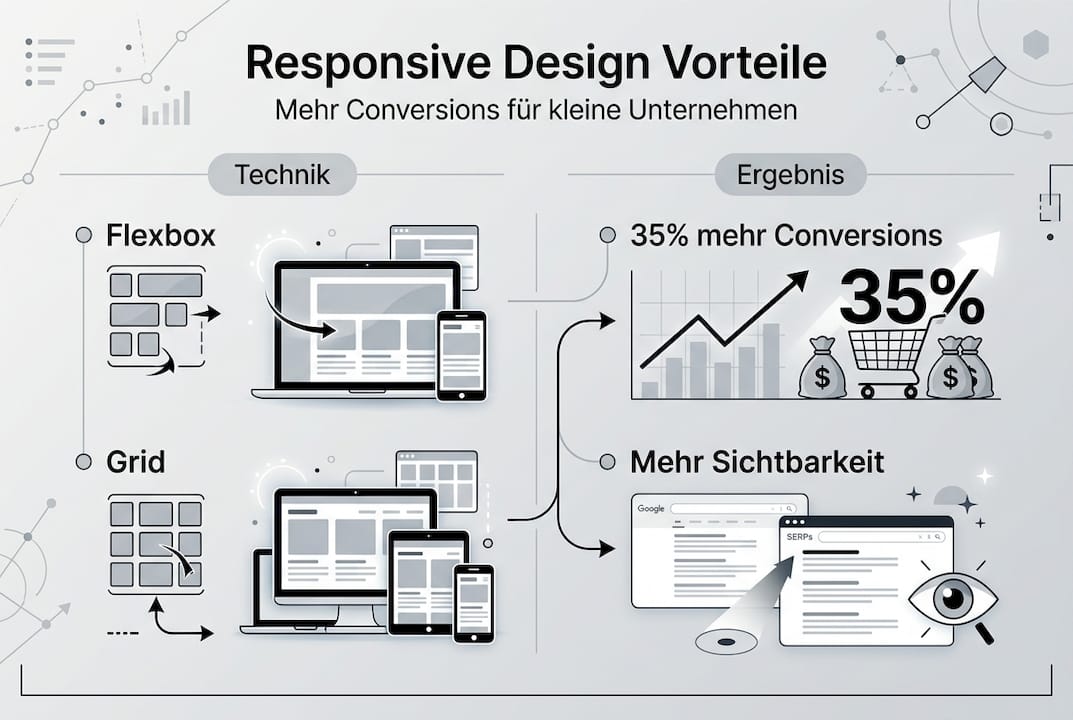 Infografik: Die wichtigsten Vorteile und Methoden des Responsive Designs auf einen Blick
