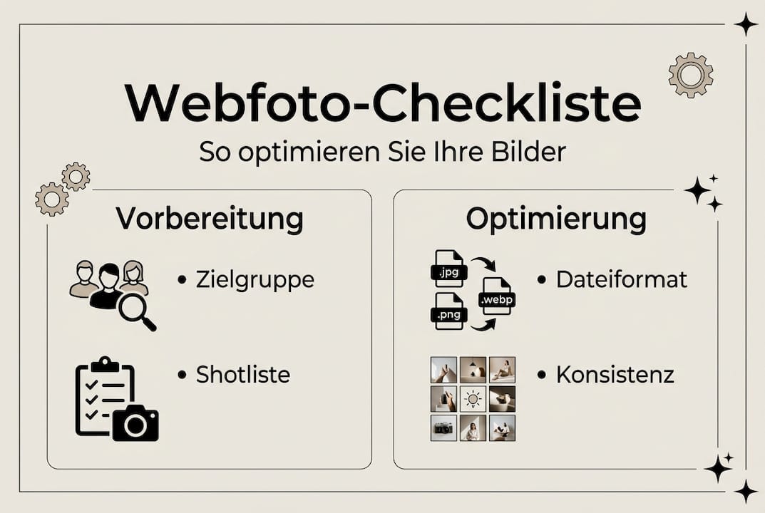 Übersicht: Die wichtigsten Schritte zur Optimierung von Webfotos auf einen Blick