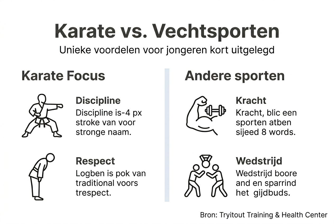 Infographic: karate naast andere vechtsporten gelegd