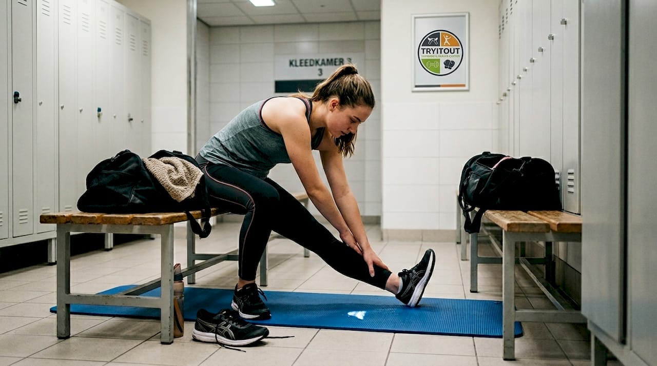 Vrouw bereidt zich voor op een tabata-workout met een goede warming-up