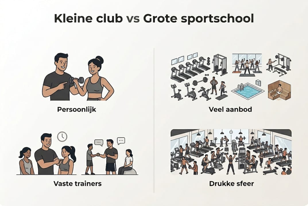 Infographic: de verschillen tussen een kleinschalige sportschool en een grote fitnessketen
