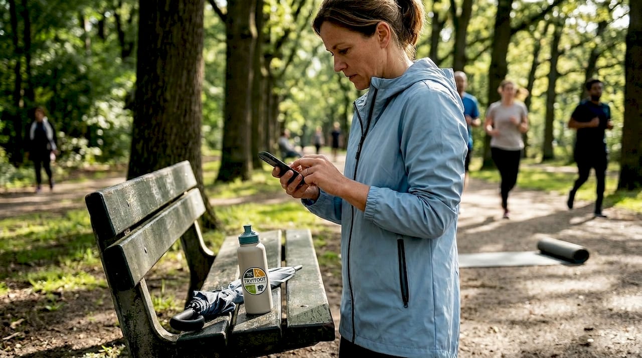Vrouw bouwt sporten in haar dagelijkse routine in