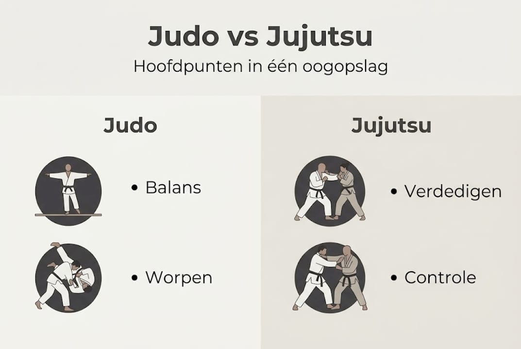 Overzicht: de belangrijkste verschillen tussen judo en jiu-jitsu in beeld gebracht
