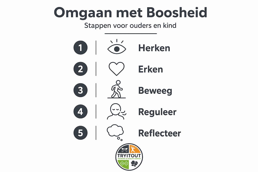 Infographic: stappenplan om beter met boosheid om te gaan