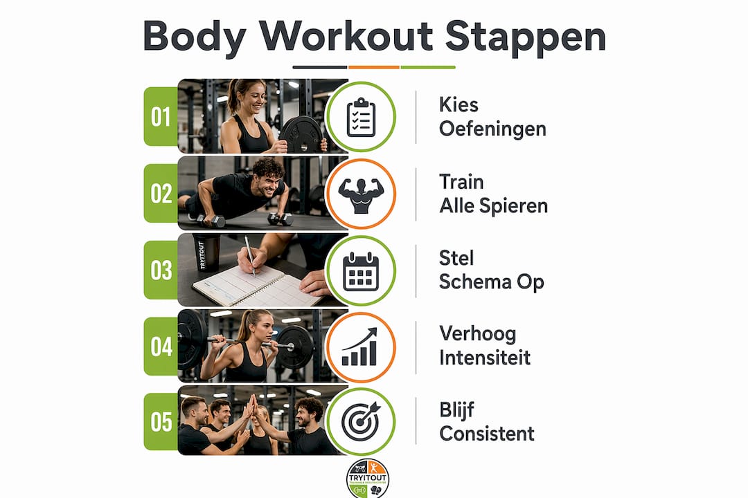 Infographic: de 5 essentiële stappen voor een effectieve full-body workout