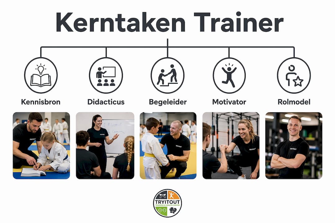 Infographic: de vijf belangrijkste taken van een trainer overzichtelijk in een piramide