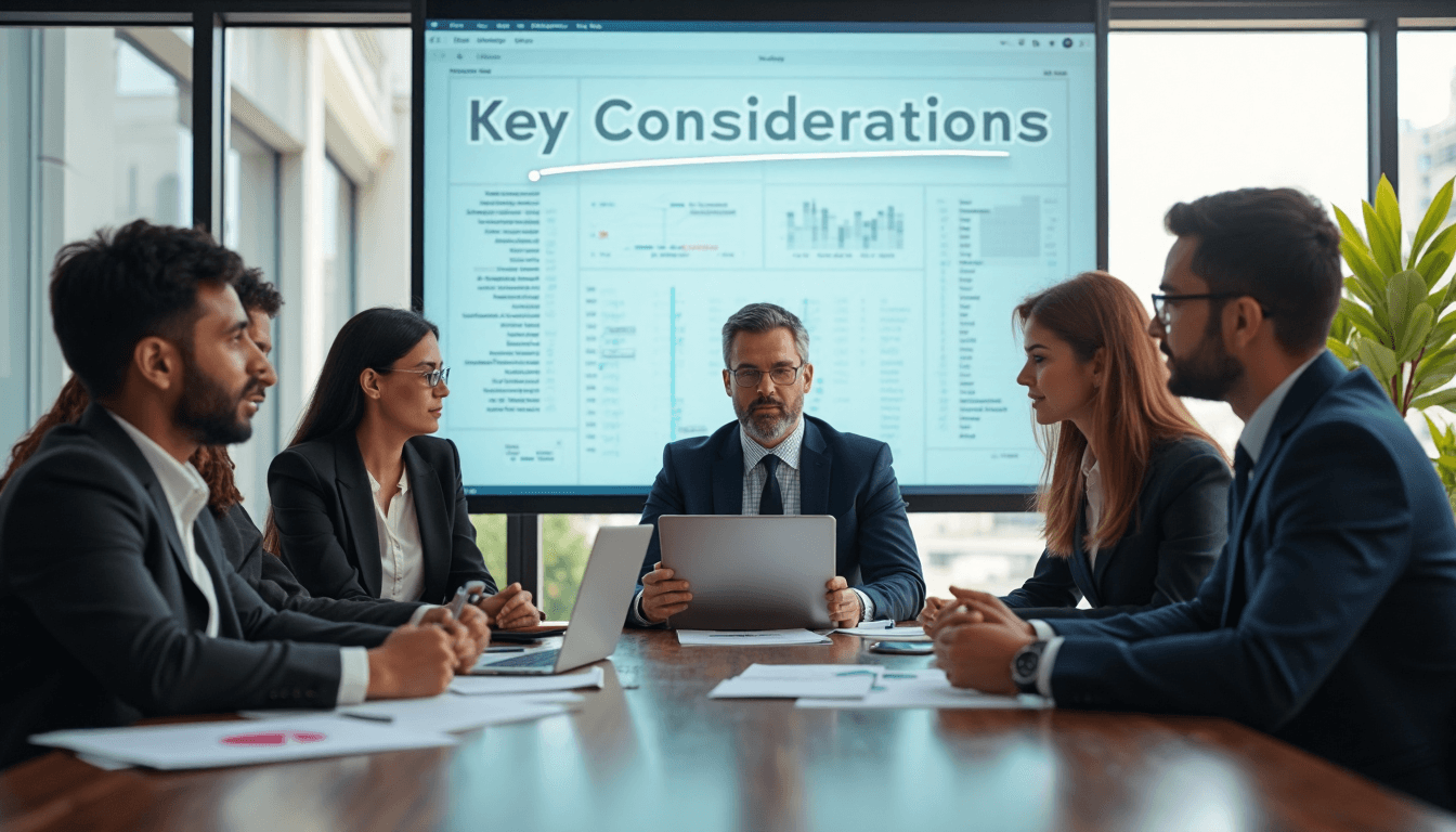 IT managers discuss licensing compliance in sunlit conference room with dashboard display