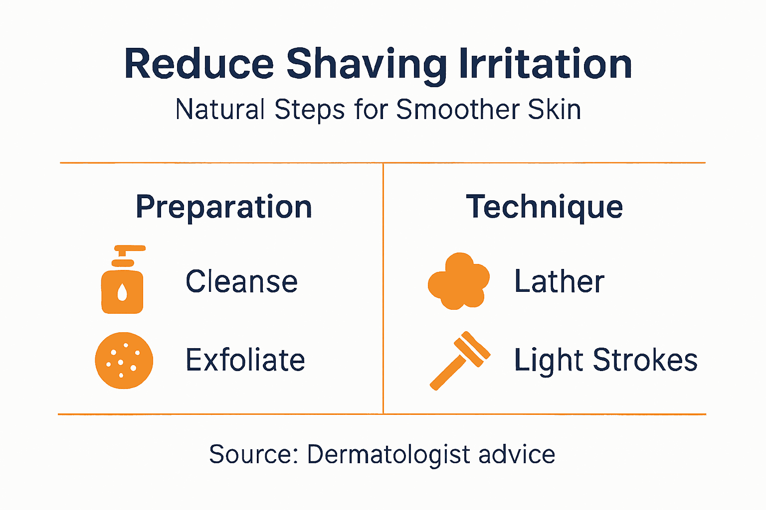 Infographic summarizing steps for smooth shaving
