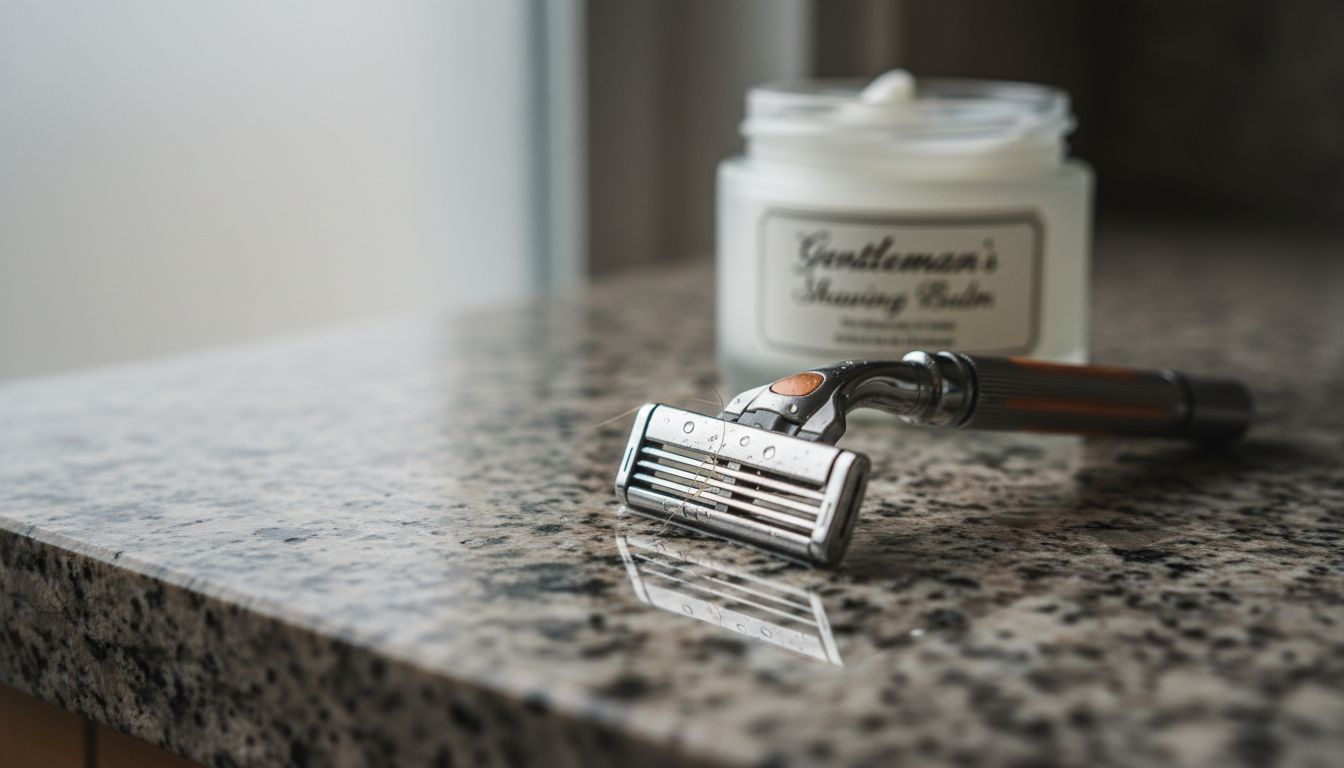 Closeup of premium razor blade with details