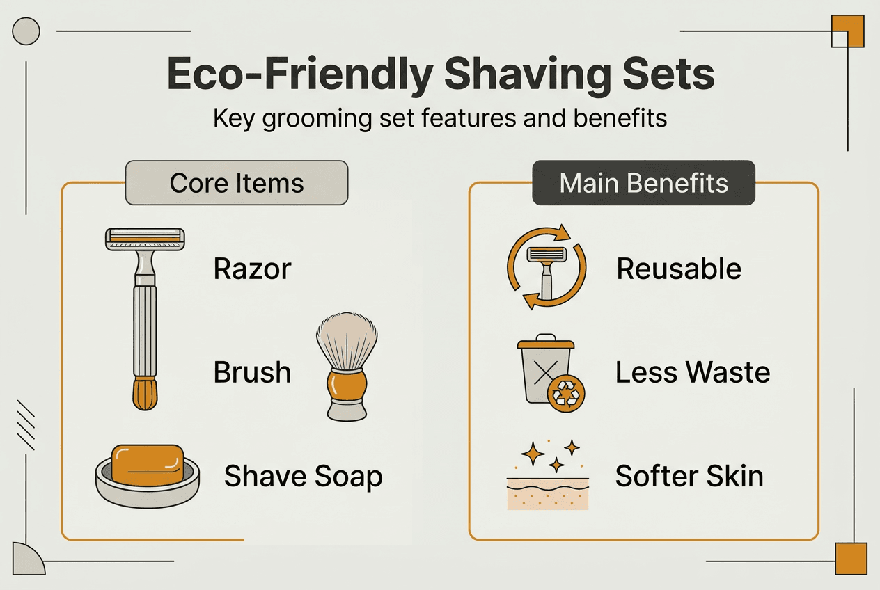 Infographic highlighting eco-friendly shaving set benefits