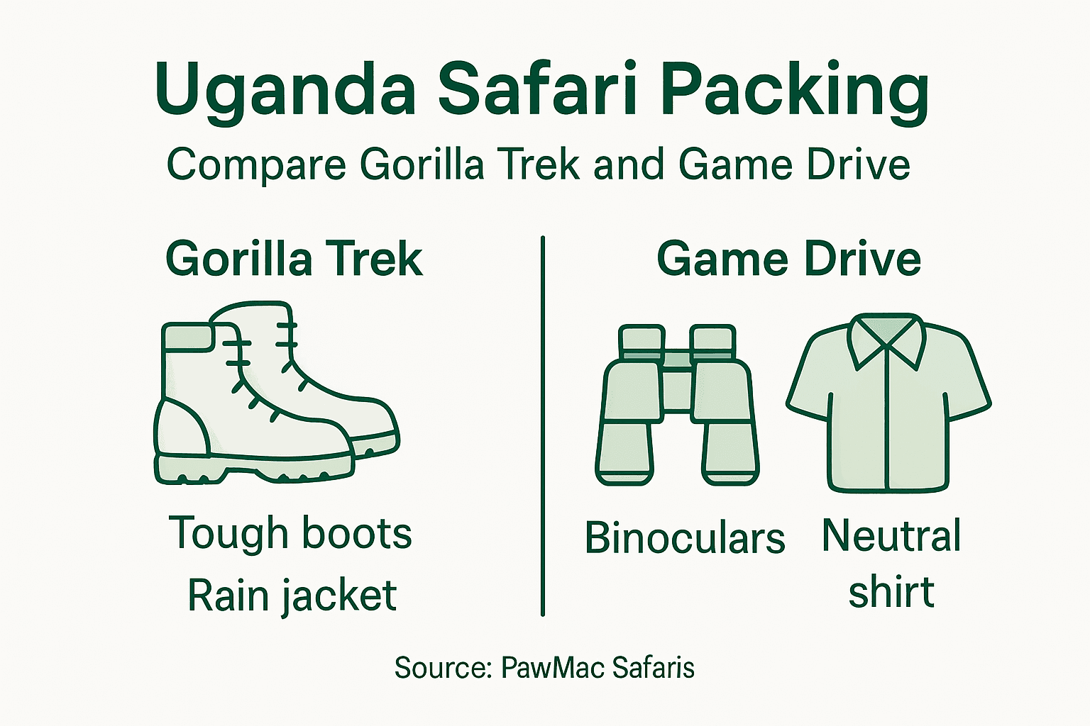 Infographic contrasts gorilla trek and game drive