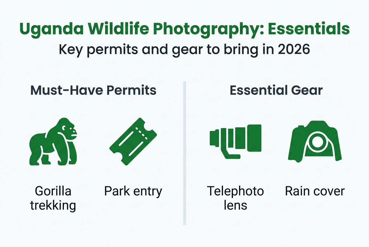Infographic on Uganda permits and gear essentials