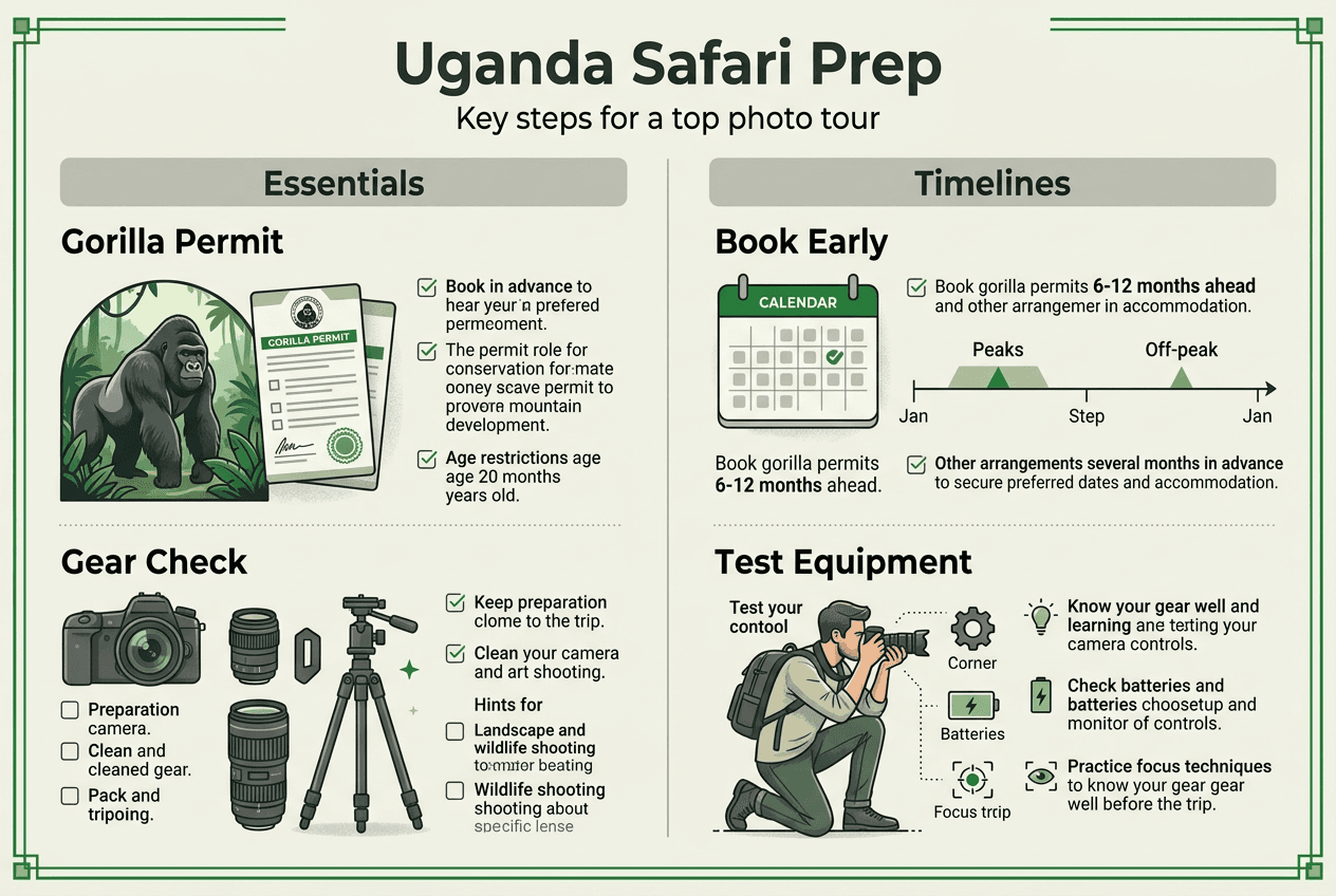 Infographic with safari preparation checklist and timeline