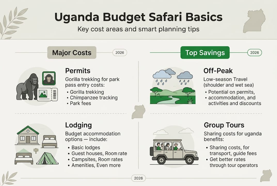 Infographic summarizes main Uganda safari costs and savings