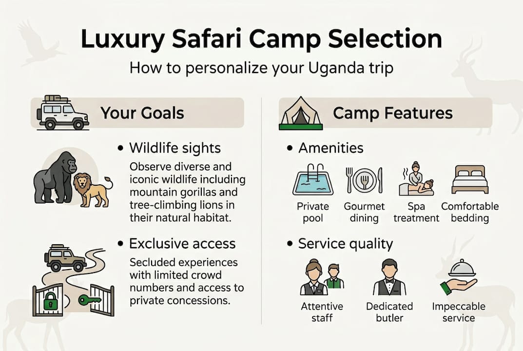 Infographic on luxury safari camp selection