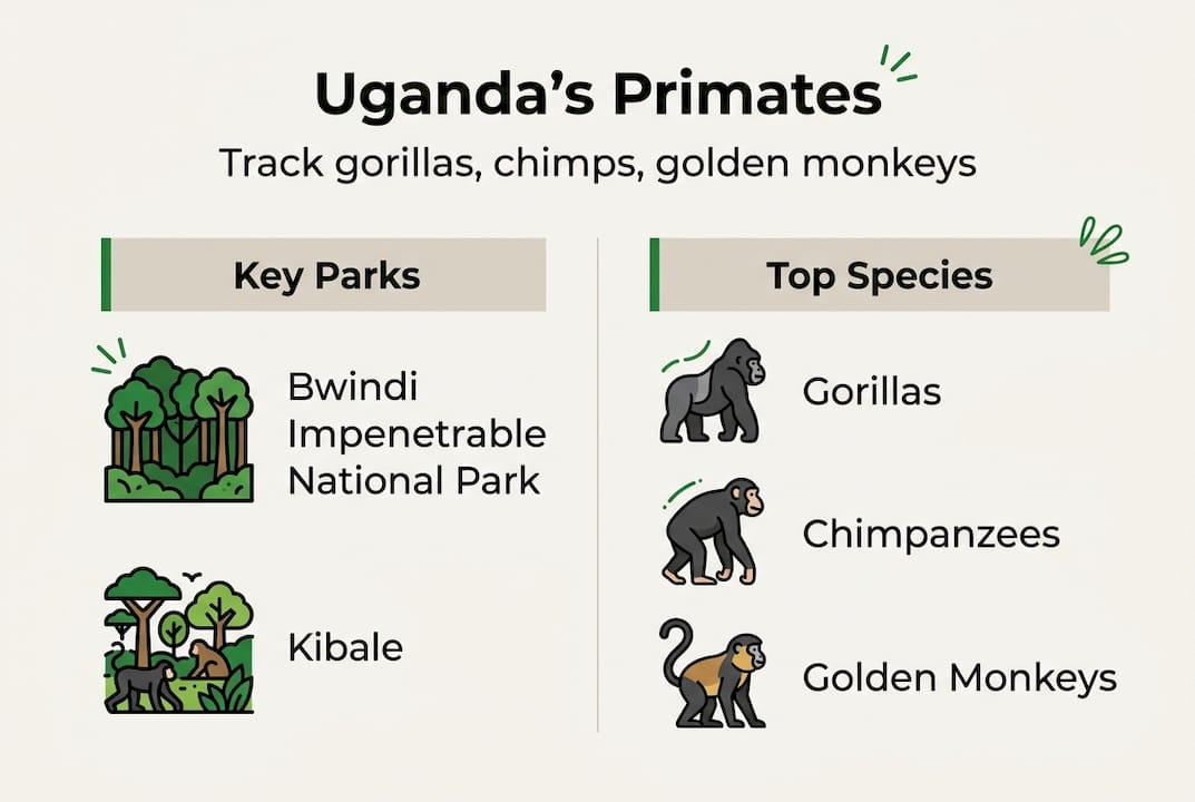 Infographic of Uganda primates and tracking locations