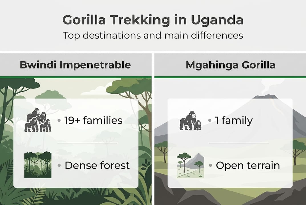 Infographic comparing Uganda trekking destinations