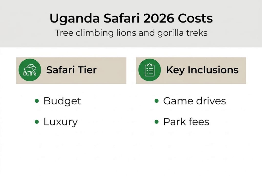 Infographic with Uganda safari costs and inclusions