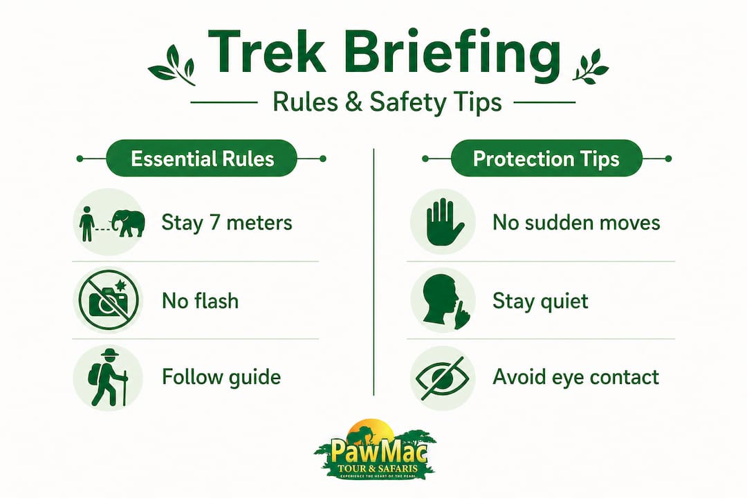 Infographic on rules and tips for gorilla trekking