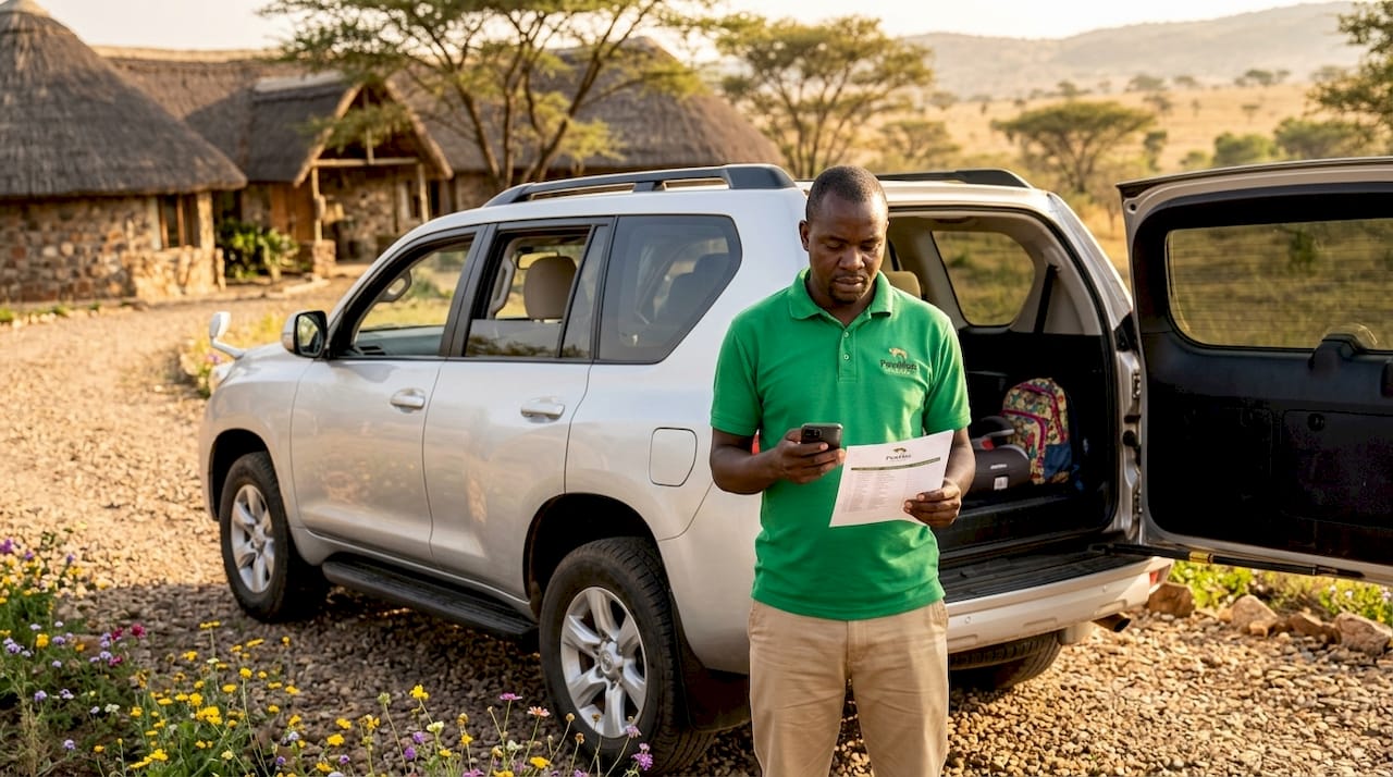 Driver preparing private airport transfer vehicle