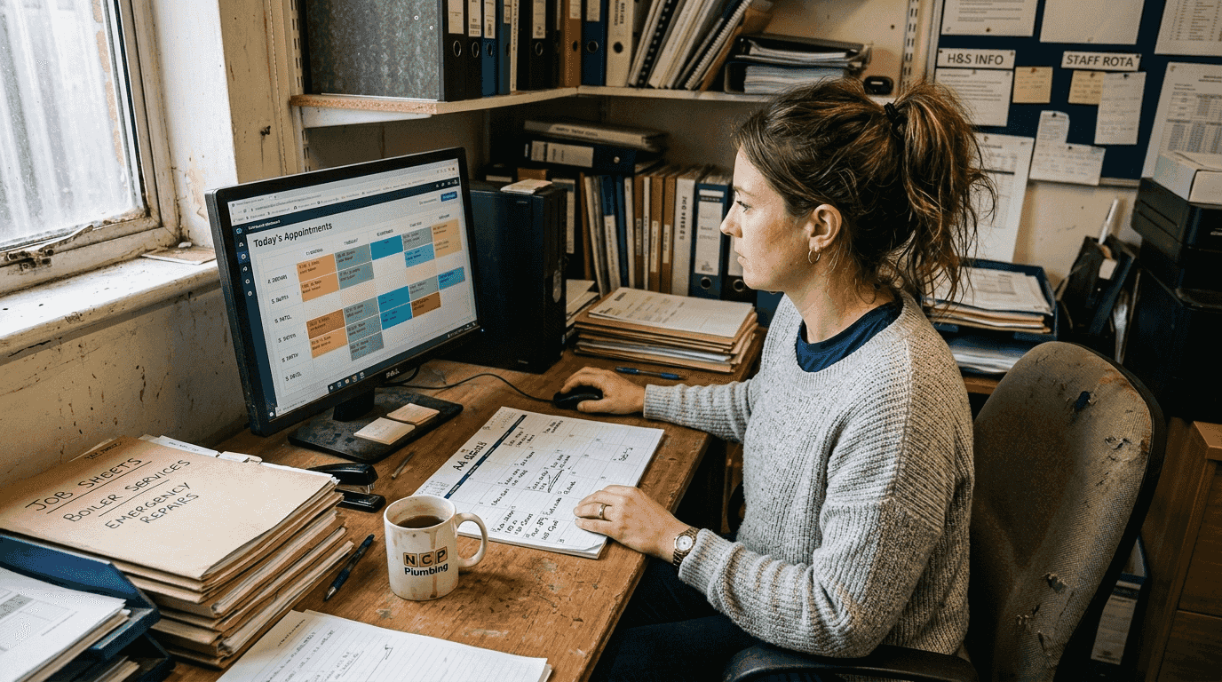 Plumbing company dispatcher using AI scheduling tool
