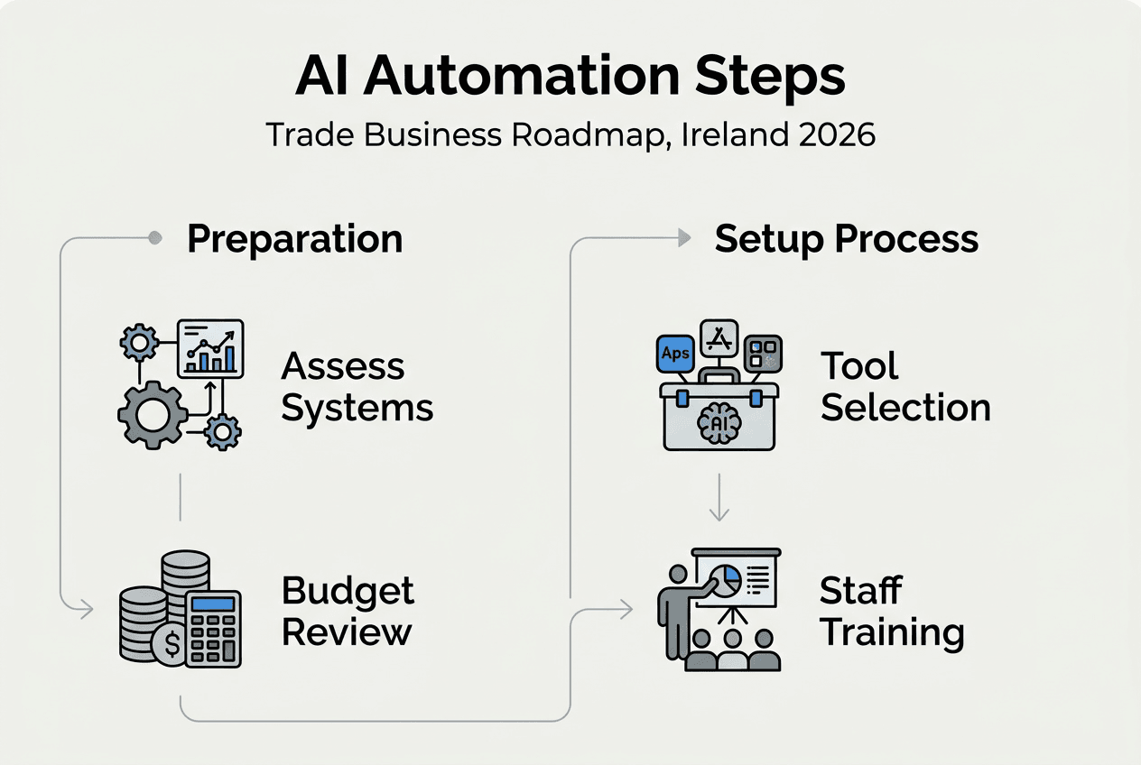 Infographic showing steps for AI automation setup