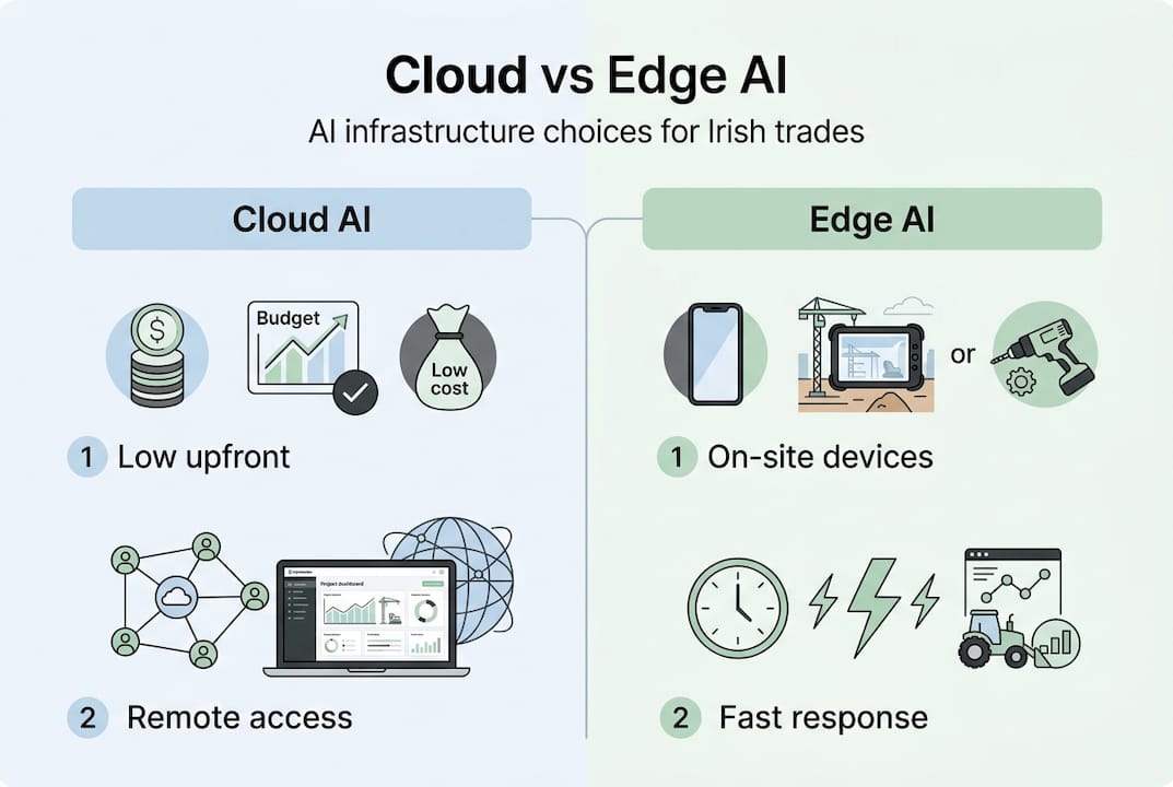 Infographic comparing cloud and edge AI features